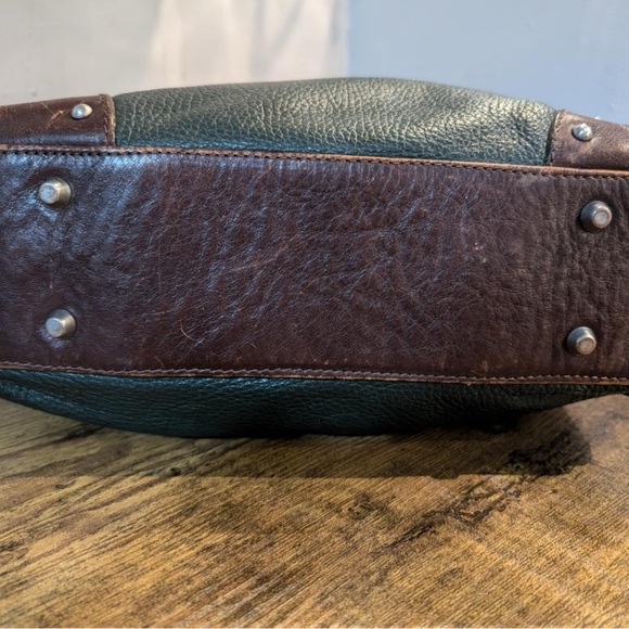 Vintage Valentina Italian leather Green/Brown with Classic Hobo Design - Picture 5 of 12